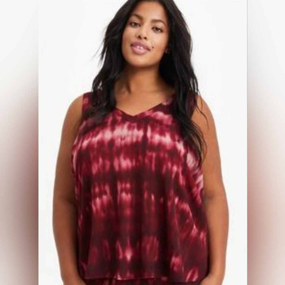 Tank - Crinkle Gauze Tie Dye Wine sz 2